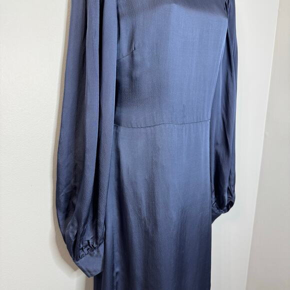 Anthropologie Hutch Open Back Midi Dress Blue Long Sleeve Blue Size 14 - Picture 14 of 16